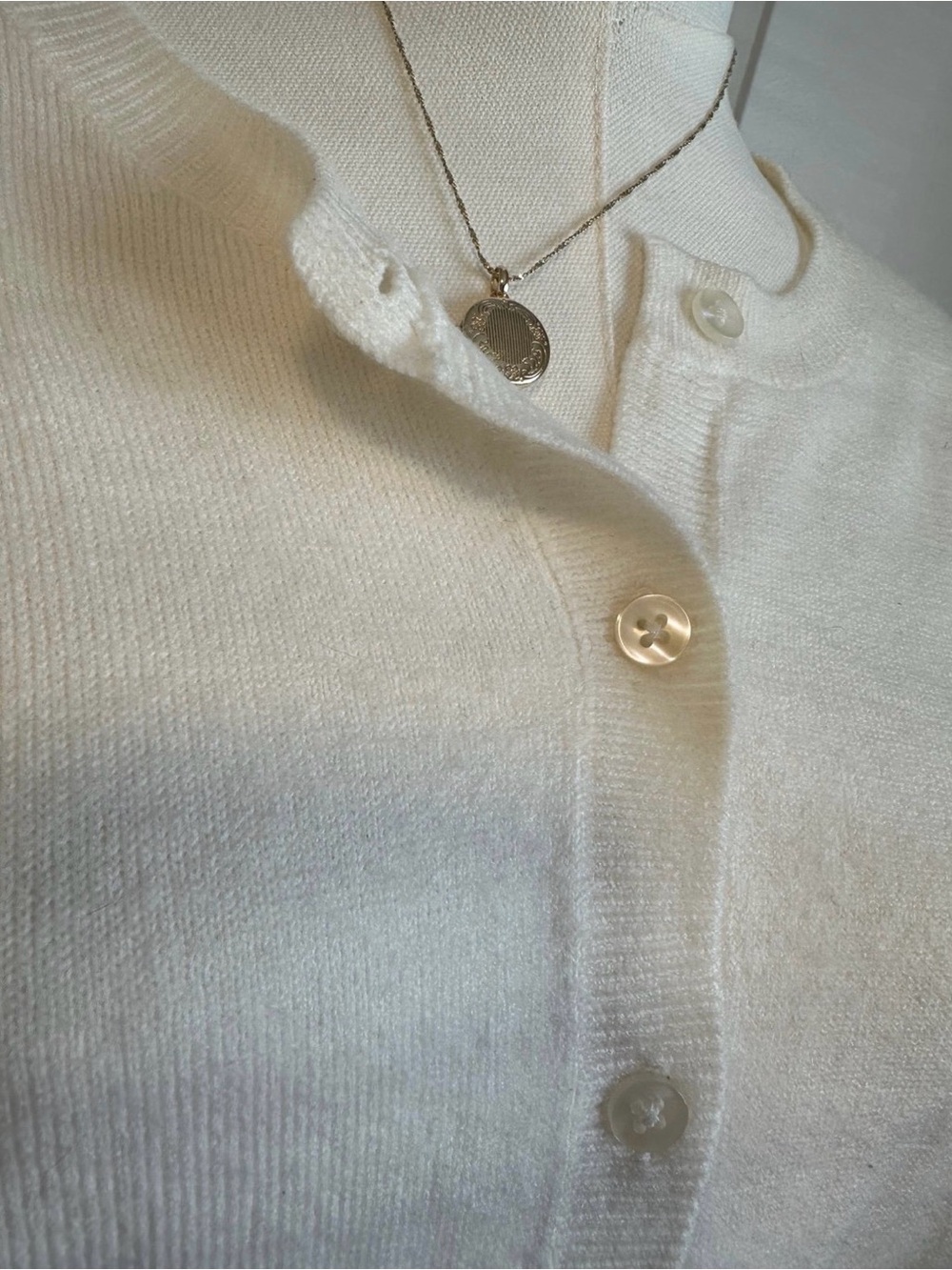 Croft & Barrow Cream Button-Up Knit Cardigan